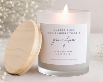 Smells Like You're Going To Be A Grandpa Candle, Custom Future Grandpa Gift, Pregnancy Announcement Personalized Baby Reveal First Time Papa