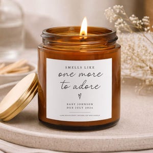 Pregnancy Announcement Custom Candle Baby Coming Soon Grandparents Again One More to Adore Personalized Second Baby Aunt Uncle Reveal Gifts