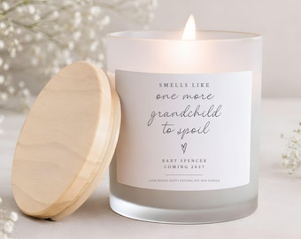 One More Grandchild Custom Candle- Pregnancy Announcement to Grandparents, Personalized New Grandchild Reveal Gifts, Baby Coming Soon Gift