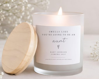 Smells Like You're Going To Be An Aunt Candle, Custom Future Aunt Gift, Pregnancy Announcement Personalized Baby Reveal First Time Auntie