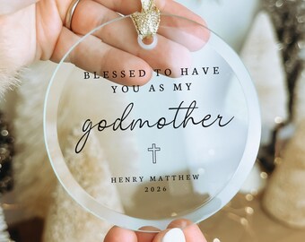 Personalized Godmother Ornament Custom Gift for Godmothers Thank You Appreciation Gifts Baptism Present Godmom Proposal Christening Gifts