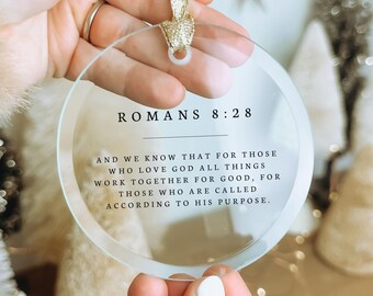 Custom Bible Verse Ornament Personalized Scripture Print Baptism Keepsake Gift from Godparents Religious Gifts for Her Christian Faith Quote
