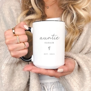 Benutzerdefinierte Name Tante Tasse Personalisierte neue Tante Tasse Geschenk Schwester Bester Freund Schwangerschaft Ankündigung offenbaren Geburtstag Weihnachtsgeschenke für Tanten