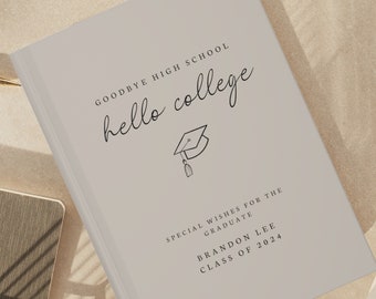 Personalized High School Graduation Party Guest Book- Class of 2026 Grad Party Book- Hello College Grad Gift- Congratulations Wish Guestbook