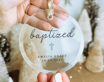 Personalized Baptism Gift Custom Christening Present Goddaughter Godson from Godparents Baptized Ornament Religious Keepsake Gifts Godchild