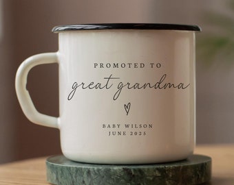 Promoted to Great Grandma Personalized Mug- Custom Pregnancy Announcement Reveal- Future Great Grandparent Gifts- New Nana Est 2025 2026
