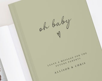 Baby Shower Guest Book- Oh Baby Custom Guestbook- Personalized Name Journal Gift- Wishes for Baby- Advice for New Parents- Memory Book Decor