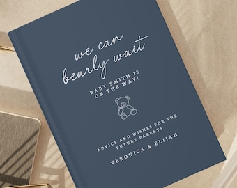 We Can Bearly Wait Baby Shower-gastenboek - Bear Baby Shower Decor - Custom gastenboek - Gepersonaliseerde naamdagboek - wensen voor babyjongen