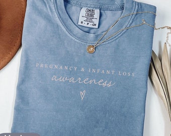 Camiseta de conscientização sobre perda de gravidez e infantil - outubro rosa e azul - camiseta Angel Mom Miscarriage Comfort Colors - camiseta Child Baby Loss Stillborn