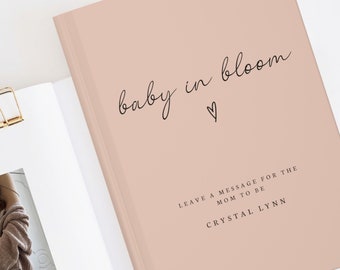 Baby Shower Guest Book- Baby In Bloom Decor- Custom Guestbook- Personalized Name Journal- Wishes for Baby- Advice for Parents- Memory Book