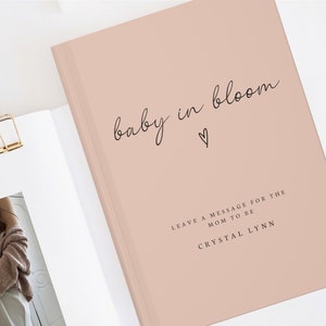 Baby Shower Guest Book- Baby In Bloom Decor- Custom Guestbook- Personalized Name Journal- Wishes for Baby- Advice for Parents- Memory Book