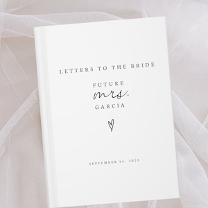 Cartas a la novia Cuaderno- Querida novia- Libro de nombres personalizado- Regalo personalizado- Libro de visitas de despedida de soltera- Regalo de boda de la novia- Regalo de la futura señora
