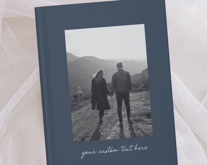 Personalized Photo Notebook- Custom Picture Book- Custom Text Logo Journal- Your Own Quote- Couple Anniversary Journal- Memory Keepsake Gift