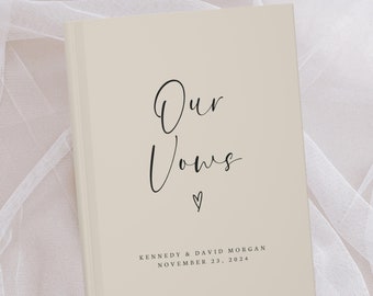 Our Vows Custom Book- Wedding Ceremony Vow Booklets- Hard Cover Promises Speech Notebook- Personalized Couple Engagement Bride Groom Gift