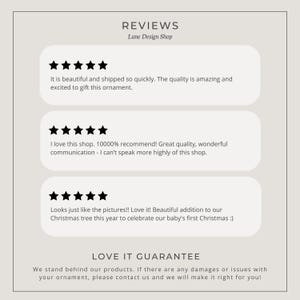 May include: A screenshot of a website with customer reviews for a shop called Lune Design Shop. The reviews are all positive and praise the quality of the products and the speed of shipping. The website also includes a "Love It Guarantee" statement.