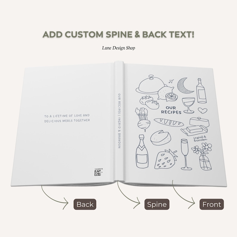 Personalized Recipe Book- Custom Name Cookbook- Cute Our Recipes- Couple Dinners- Family Chef Cook Book- Cooking Journal Wedding Engagement