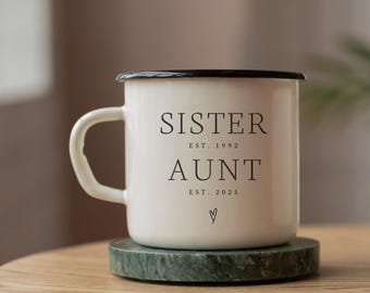 Custom Aunt Mug New Auntie Pregnancy Announcement Gift Future Aunts Est 2026 2027 Personalized Sister Baby Reveal Gifts for Aunts Promoted