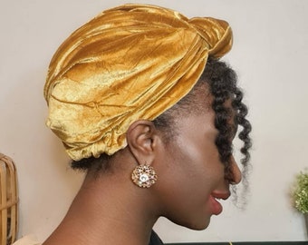 Satin Lined PreTied Turban - Golden