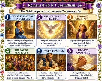 Praying in Tongues Bible Study Bundle | Holy Spirit Poster | Worksheet | Teacher Lesson | Study Guide | Bible Quiz | PDF, PNG & MP4