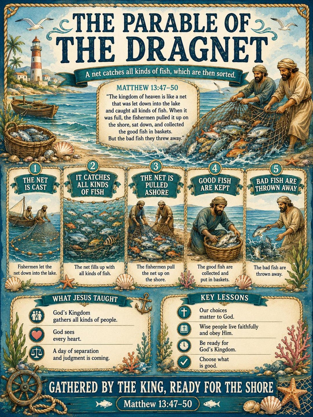 Dragnet Net The Parable of the Dragnet Bible Study Bundle, Poster, Worksheet ...