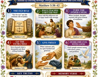 Retaliation and Generosity Bible Study Bundle, Poster, Worksheet, Teacher Lesson, Guide, Quiz, (PDF PNG MP4 Downloads)