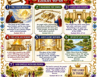 Ezekiel's Temple Vision Bible Study Bundle | Temple Poster | Worksheet | Teacher Lesson | Study Guide | Bible Quiz | PDF, PNG & MP4