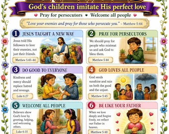 Love for Enemies Bible Study Bundle, Matthew 5 Poster, Worksheet, Teacher Lesson, Guide, Quiz,(PDF, PNG and MP4 Downloads)