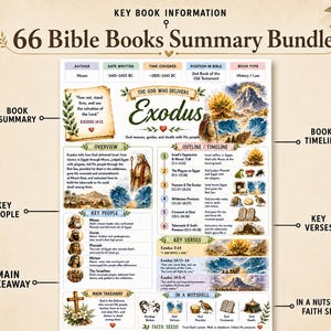 66 Books Bible Summary Bundle,  Old & New Testament Study Posters, Christian Printable Bible Overview, Scripture Study Guide PNG,