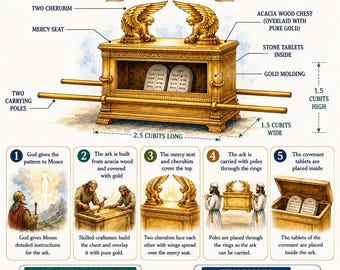 The Ark of the Covenant Blueprint Bible Study Bundle, Exodus Poster, Worksheet, Teacher Lesson, Guide, Quiz, (PDF, PNG and MP4 Downloads)