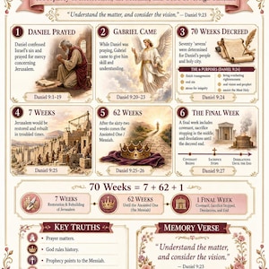 Daniel’s 70 Weeks Bible Study Bundle, Prophecy Poster, Student Worksheet, Teacher Lesson, Study Guide, Quiz, (PDF, PNG and MP4 Downloads)