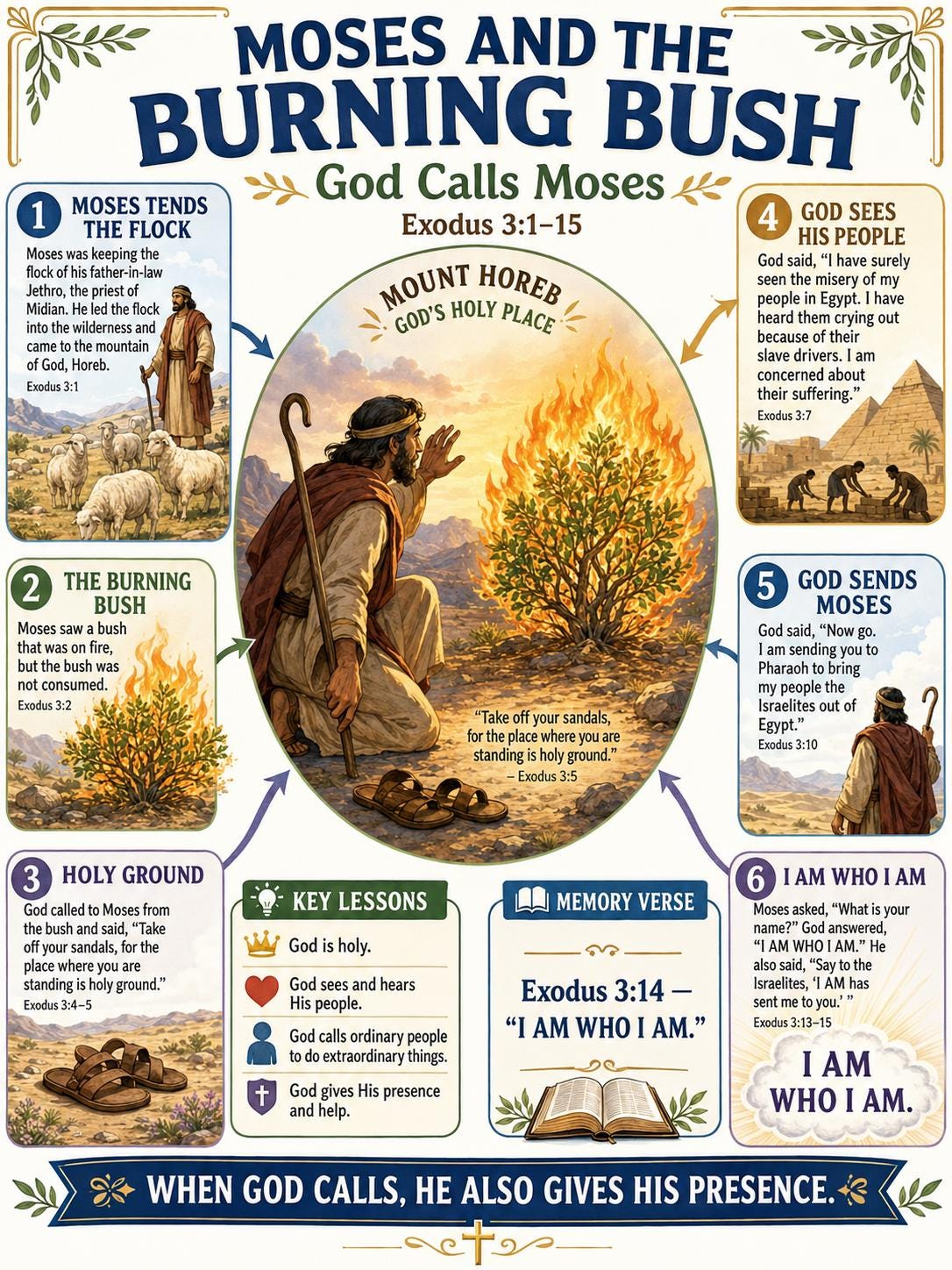 Moses and the Burning Bush Bible Study Bundle, Exodus Poster, Worksheet ...