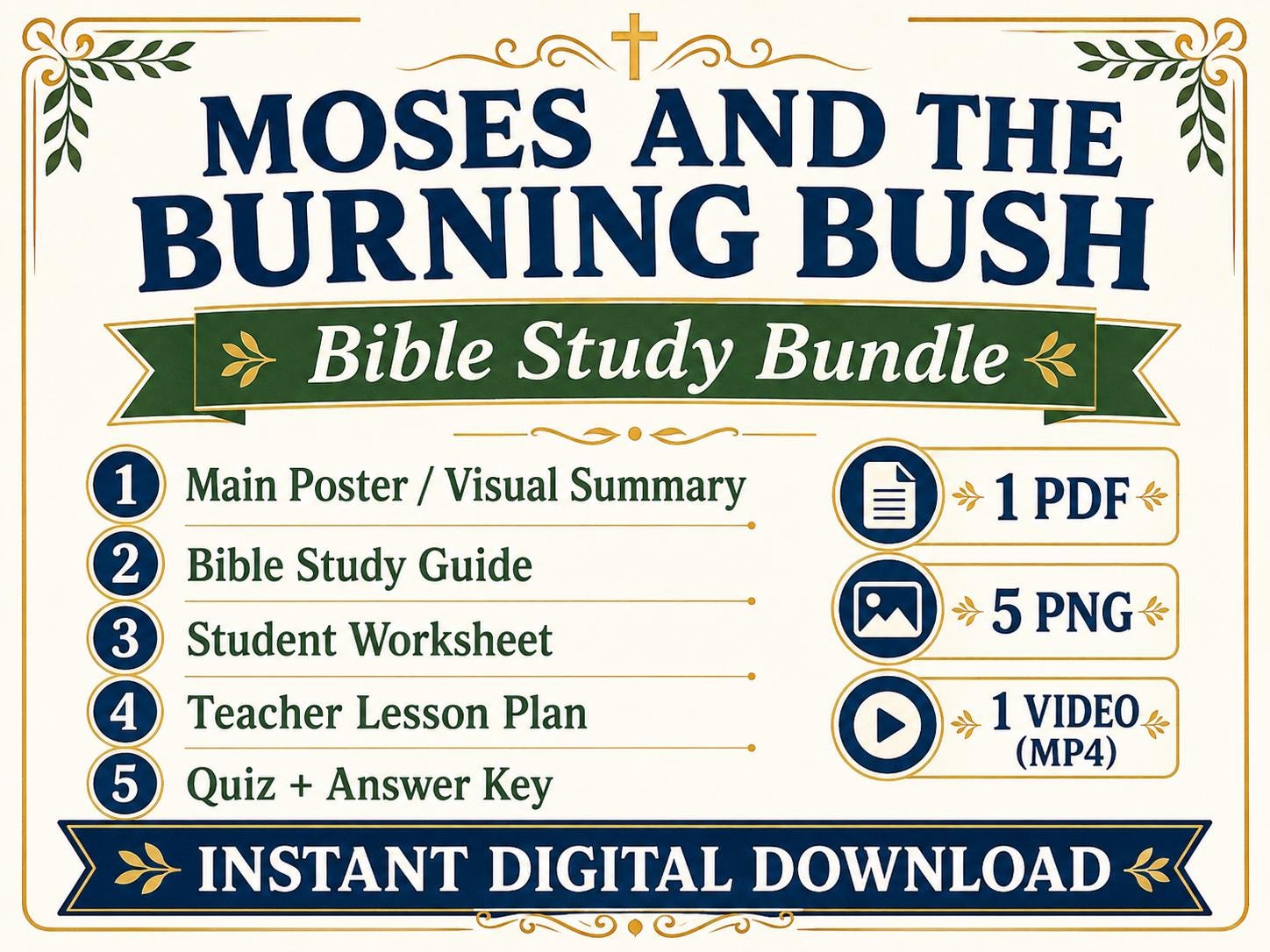 Moses and the Burning Bush Bible Study Bundle, Exodus Poster, Worksheet ...