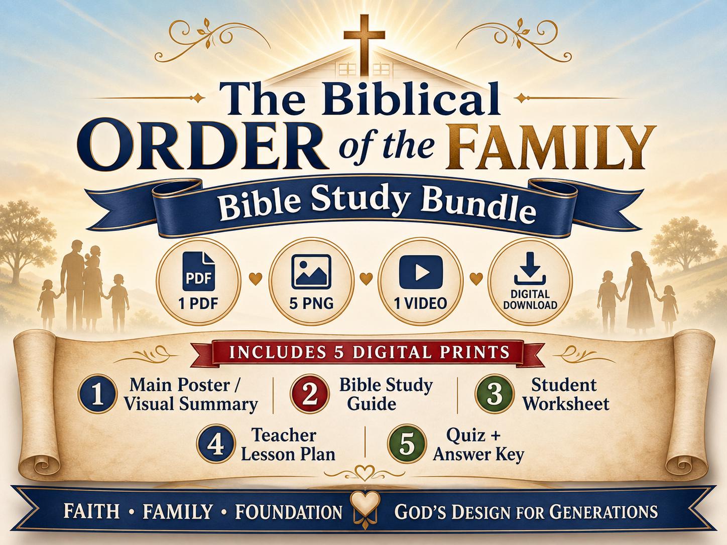 Biblical Order of the Family Bible Study Bundle, Poster, Worksheet ...