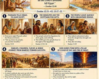 Israel Leaves Egypt Bible Study Bundle, Exodus Poster, Worksheet, Teacher Lesson, (Guide, Quiz, PDF, PNG and MP4)