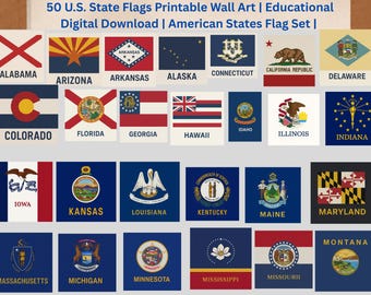 U.S. State Flags Printable Art | Classroom Decor (Digital Download)