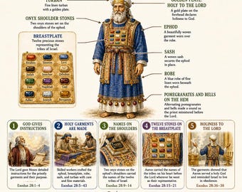 Priestly Garments of Aaron Bible Study Bundle, Poster, Worksheet, Teacher Lesson, Guide, Quiz (PDF, PNG and MP4)