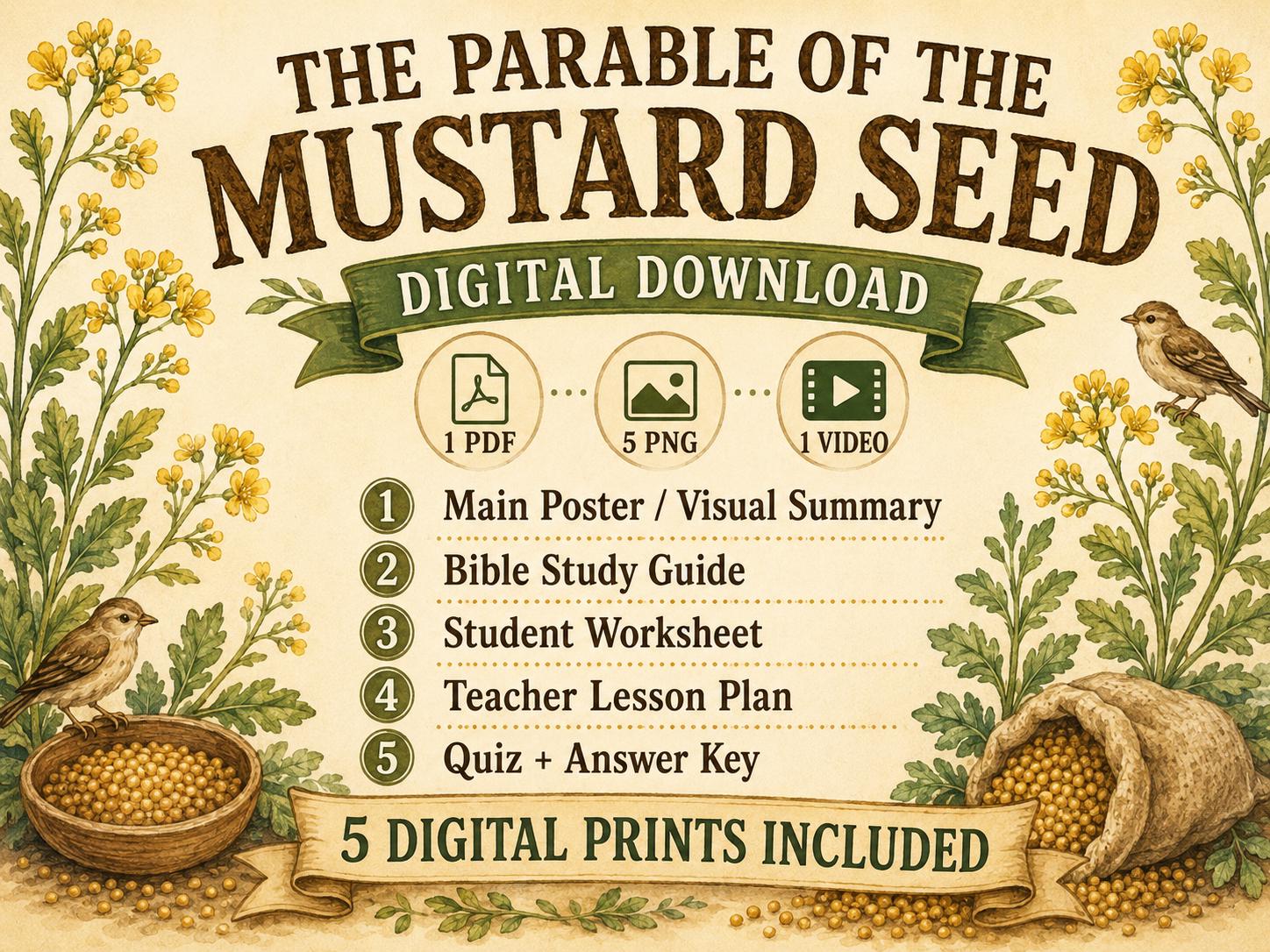 The Parable of the Mustard Seed Bible Study, Poster, Worksheet, Teacher ...
