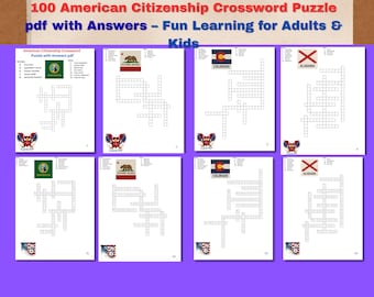 100 American Citizenship Crossword Puzzle with Answers pdf – Fun Learning for Adults & Kids