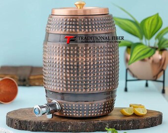 5 Litre Copper Water Dispenser for Premium Experience Antic Dispenser  Diwali Gift,Hammered, Home and Hotels Christmas Special Gift Set