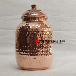 Copper Water Dispenser Hammered Container Pot Matka/Pot with Pure Copper and Gift Set Only Tank