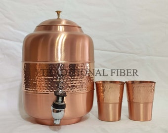 Pure Copper Half Hammered Finish Two Tone Pot Storage Tank Dispenser kitchenware Household Utensil Flask Gift Set Thanks Giving