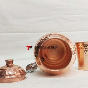 Copper Water Dispenser Hammered Container Pot Matka/Pot with Pure Copper and Gift Set image 8