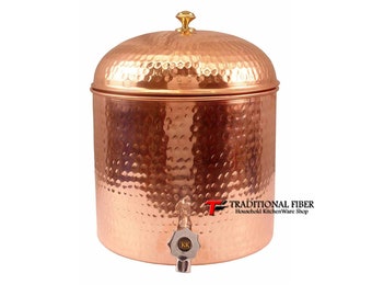 Wide Mouth New Pot Design Pure Copper Hammered Finish Storage Tank Dispenser kitchenware Household Utensil Flask Gift Set Thanks Giving