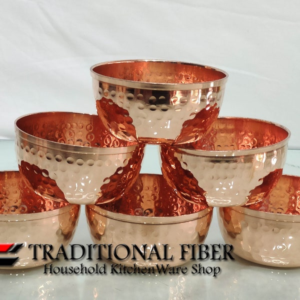 Indian Handmade Copper Bowl Sets Best Design 100% Pure Copper Bowl Dinner Tableware Serving Indian Food, Tableware