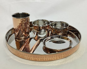 Premium Copper Steel Dinnerware, Unique Rustic Table Setting, Ideal for Gourmet Meals, Anniversary Gift Idea