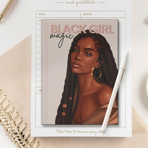 Hardcover Journal Matte black woman journal, melanin journal, boss babe notebook, african american, black girl magic, black