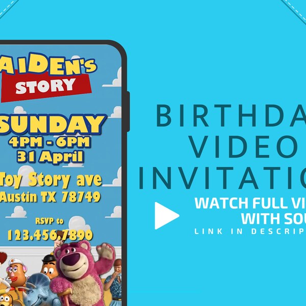 TOY STORY theme Birthday Animated Digital Video Invitation for kids Party