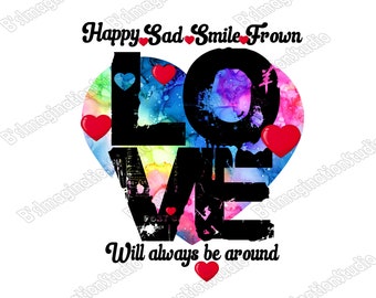 Love PNG, Vibrant Heart Sublimation Design (Digital Download)