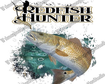 Redfish Hunter Fishing Shirt Design (PNG)