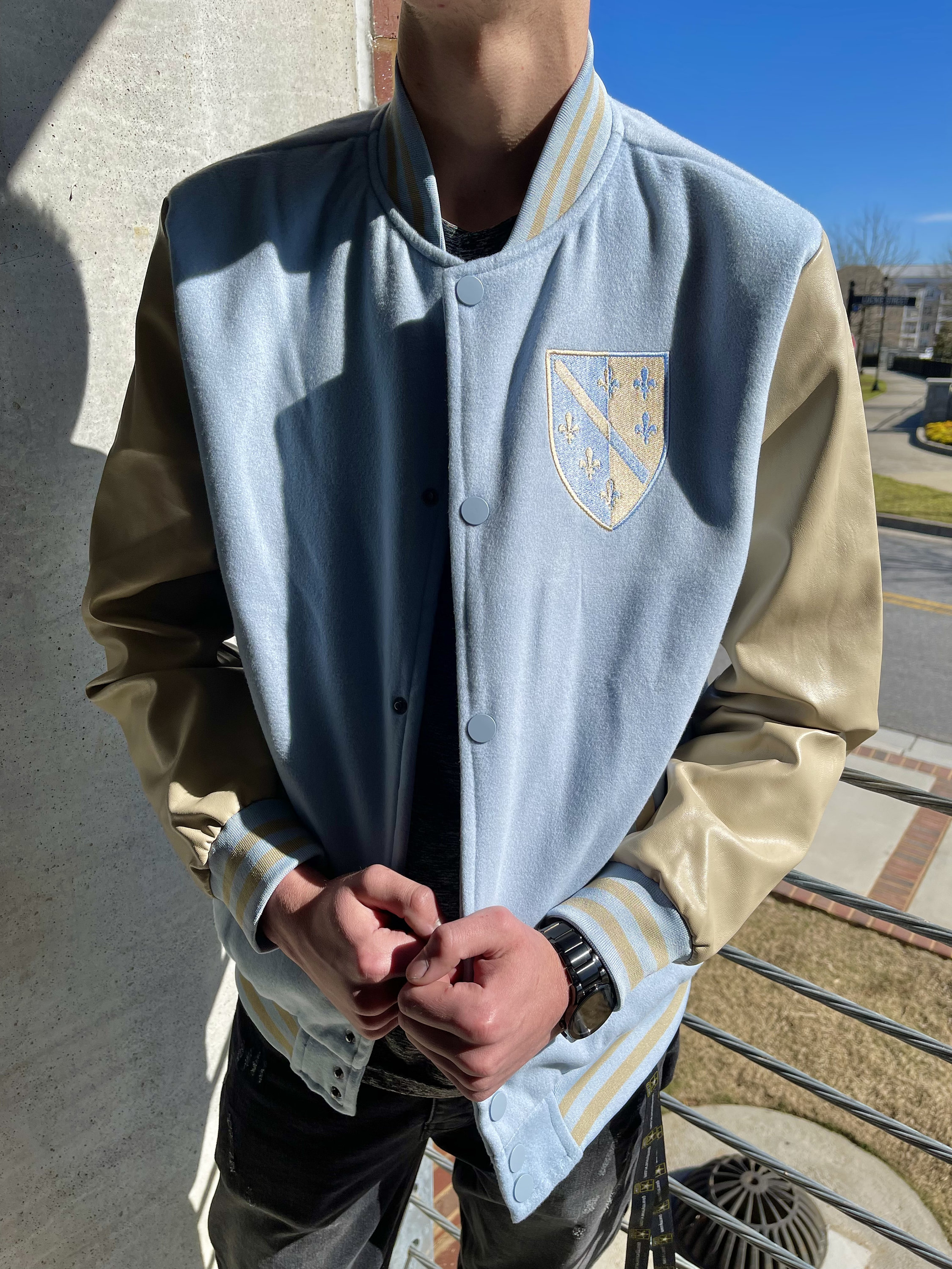 PALACE Detroit ナイロンジャケット ネイビー/ベージュ Bosnia Embroidered Leather Sleeve Jacket - Etsy